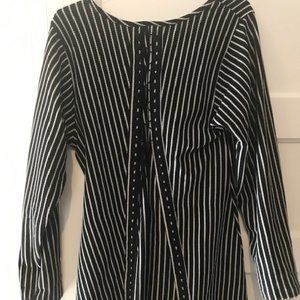 Black and White striped Tulip long top/short dress